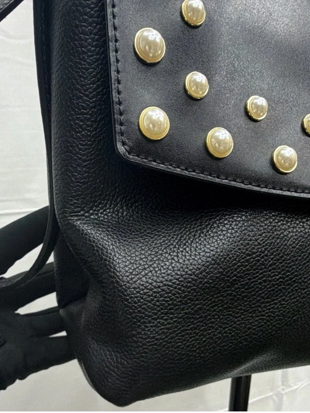 kate spade Black Leather Studded Satchel with Gold Hardware